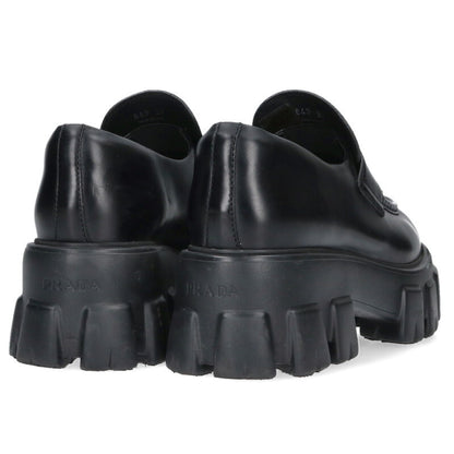 PRADA Monolith Brushed Leather Loafers Black Size 5