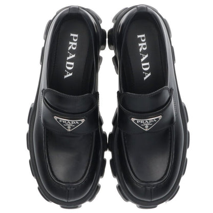 PRADA Monolith Brushed Leather Loafers Black Size 5