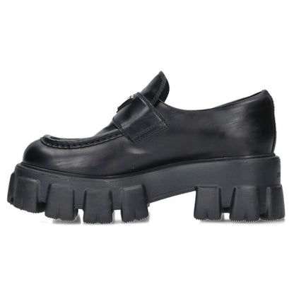 PRADA Monolith Brushed Leather Loafers Black Size 5