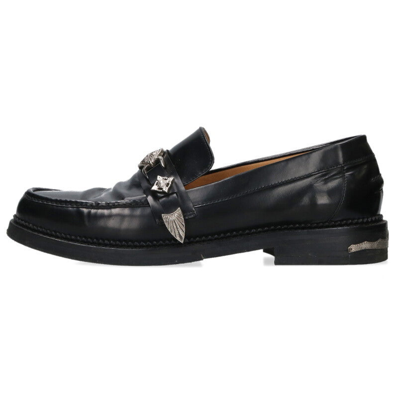TOGA VIRILIS Metal Leather Loafers Black/Silver Size 8.5