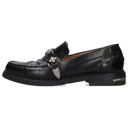 TOGA VIRILIS Metal Leather Loafers Black/Silver Size 8.5
