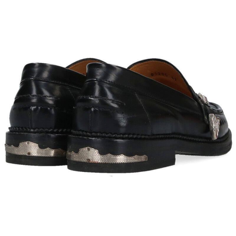 TOGA VIRILIS Metal Leather Loafers Black/Silver Size 8.5