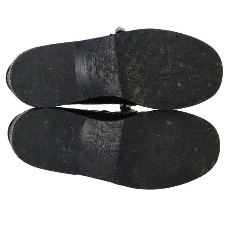 TOGA VIRILIS Metal Leather Loafers Black/Silver Size 8.5