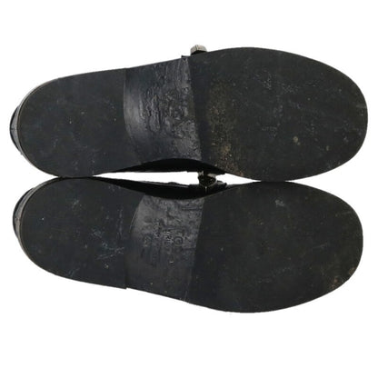 TOGA VIRILIS Metal Leather Loafers Black/Silver Size 8.5