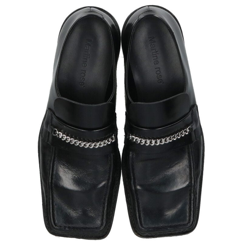 MARTIN ROSE SQUARE TOE LOAFER Chain Black/Silver Size 9.5