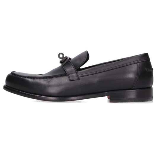 HERMES Destin Kelly Buckle Leather Moccasins Black Size 42A