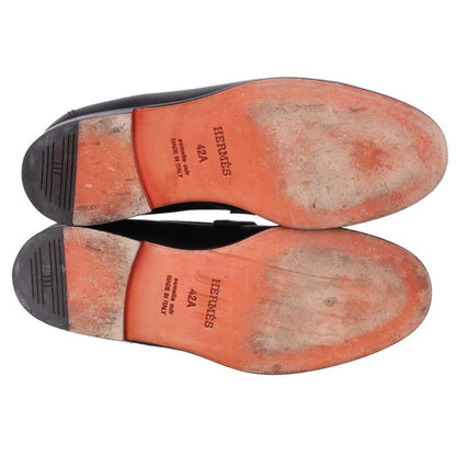 HERMES Destin Kelly Buckle Leather Moccasins Black Size 42A