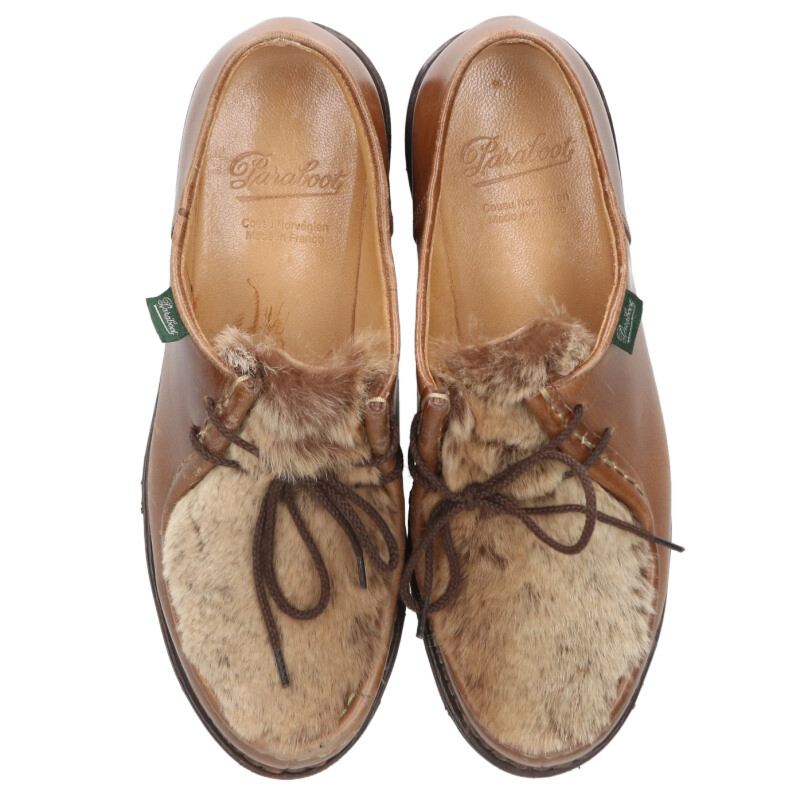 Paraboot MICHAEL LAPIN GRIFF Fur Tyrolean Shoes Brown Size 5