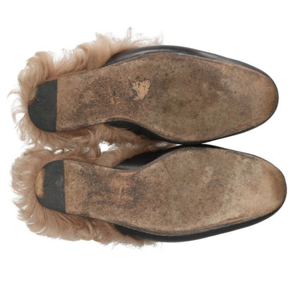 GUCCI Princetown Horsebit Fur Slippers Black Size 7