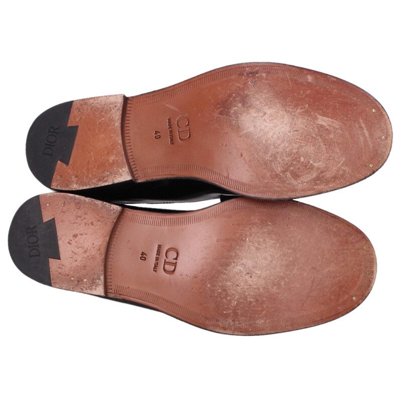 DIOR Oblique All-Over Leather Loafers Black/Gray Size 6.5