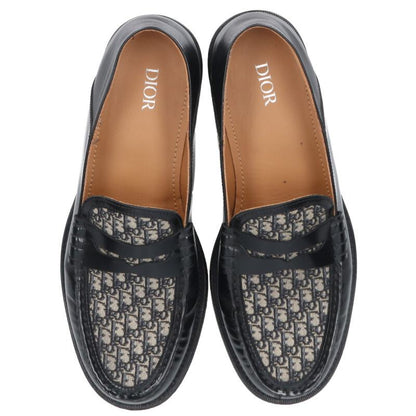 DIOR Oblique All-Over Leather Loafers Black/Gray Size 6.5