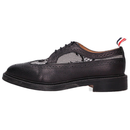 THOM BROWNE Houndstooth Panel Wingtip Shoes Black Size 8