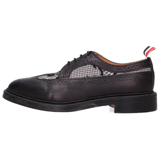 THOM BROWNE Houndstooth Panel Wingtip Shoes Black Size 8