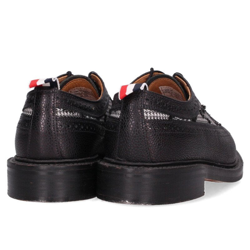 THOM BROWNE Houndstooth Panel Wingtip Shoes Black Size 8