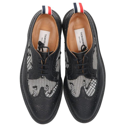 THOM BROWNE Houndstooth Panel Wingtip Shoes Black Size 8