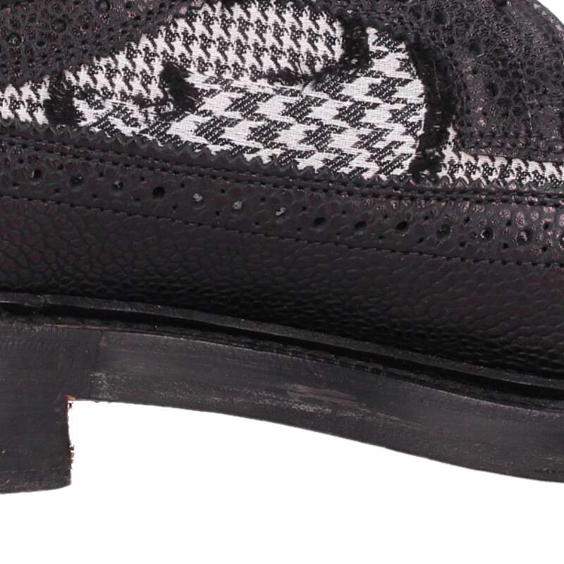 THOM BROWNE Houndstooth Panel Wingtip Shoes Black Size 8