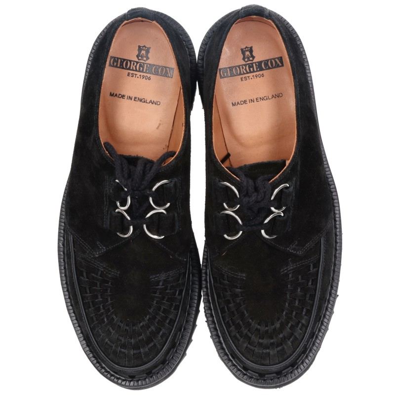 GeorgeCox Skipton Ripple Sole Suede Shoes Black Size 8