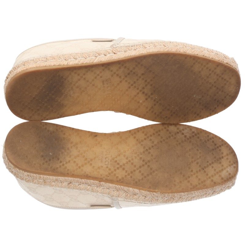 GUCCI GG Canvas Espadrille Shoes White Size 8