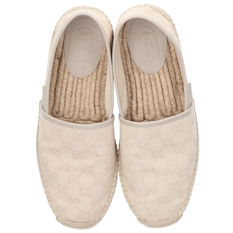 GUCCI GG Canvas Espadrille Shoes White Size 8