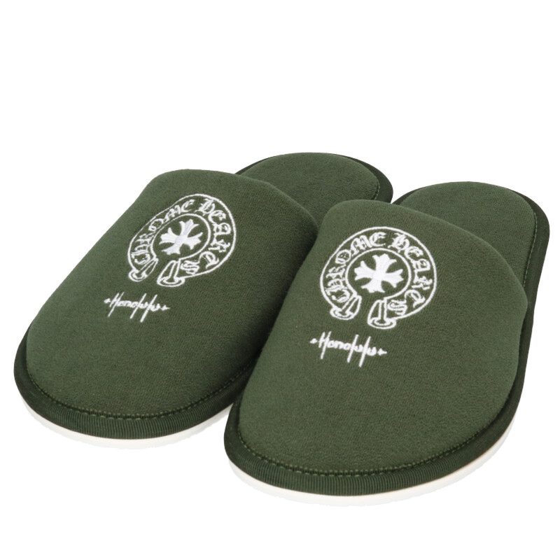 Chrome Hearts Hotel Horseshoe Slippers Green Size M