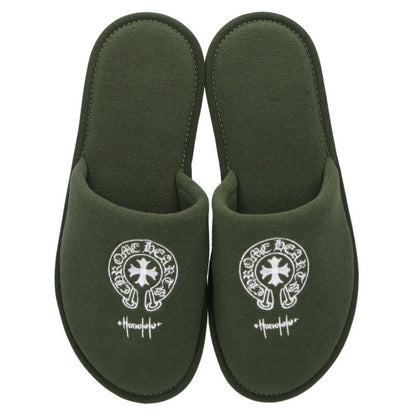 Chrome Hearts Hotel Horseshoe Slippers Green Size M