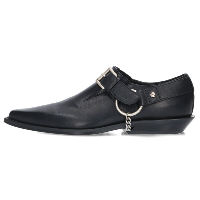 ANN DEMEULEMEESTER 26SS Cowboy Leather Shoes Black Size 7.5