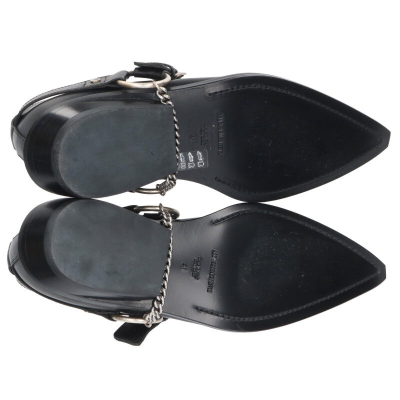 ANN DEMEULEMEESTER 26SS Cowboy Leather Shoes Black Size 7.5