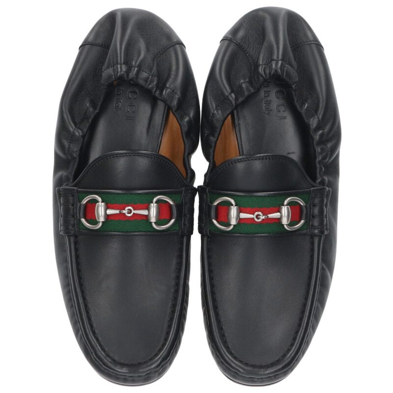 GUCCI 26SS Horsebit Flat Loafer Black Size 9