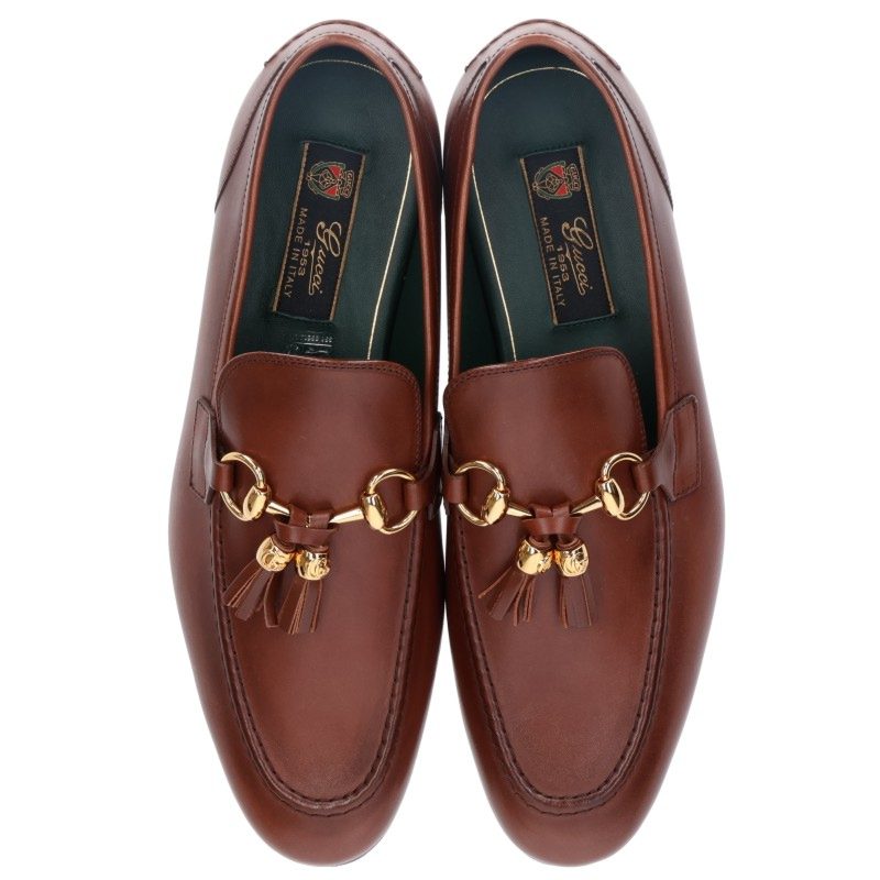 GUCCI Tassel Loafer Shoes Brown Size 7