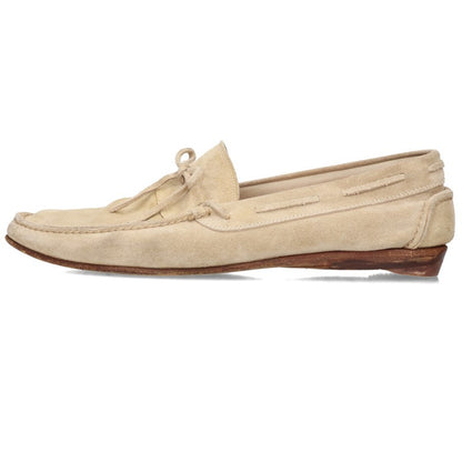 HERMES Suede Deck Shoes Beige Size 8