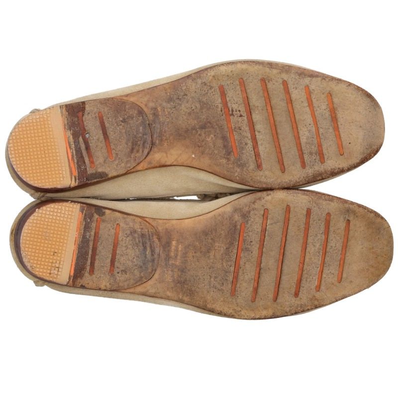 HERMES Suede Deck Shoes Beige Size 8