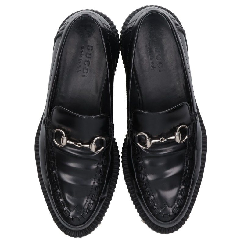 GUCCI Horsebit Creeper Loafers Black Size 6.5