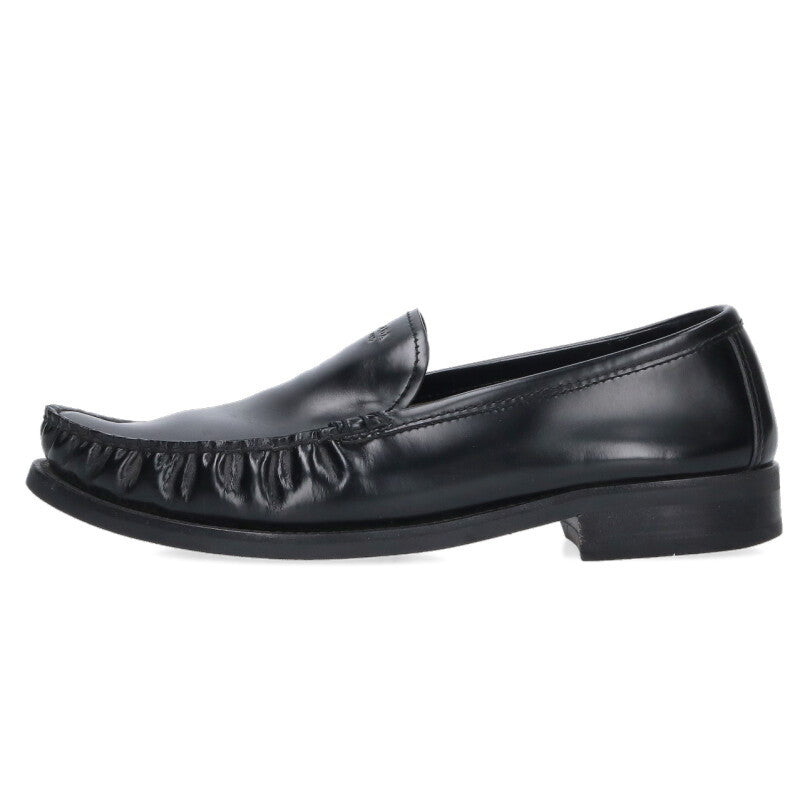 PRADA Brushed Leather Loafers Black Size 8