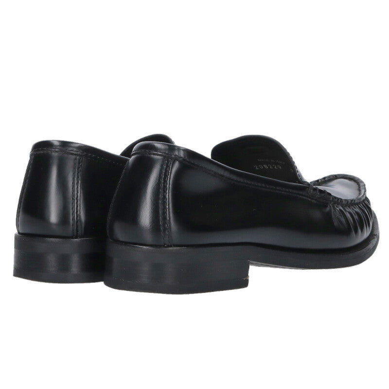 PRADA Brushed Leather Loafers Black Size 8