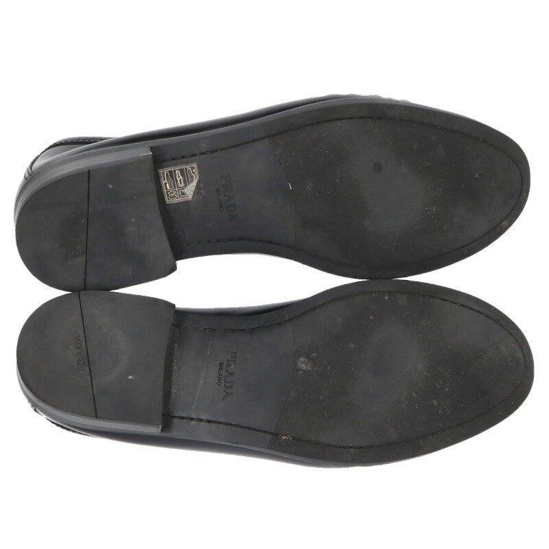 PRADA Brushed Leather Loafers Black Size 8
