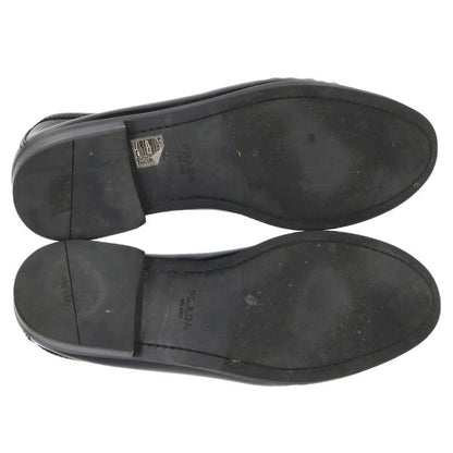 PRADA Brushed Leather Loafers Black Size 8