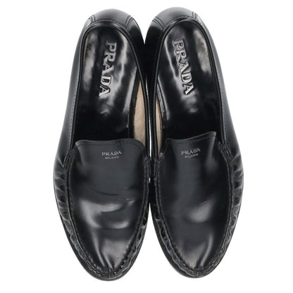 PRADA Brushed Leather Loafers Black Size 8