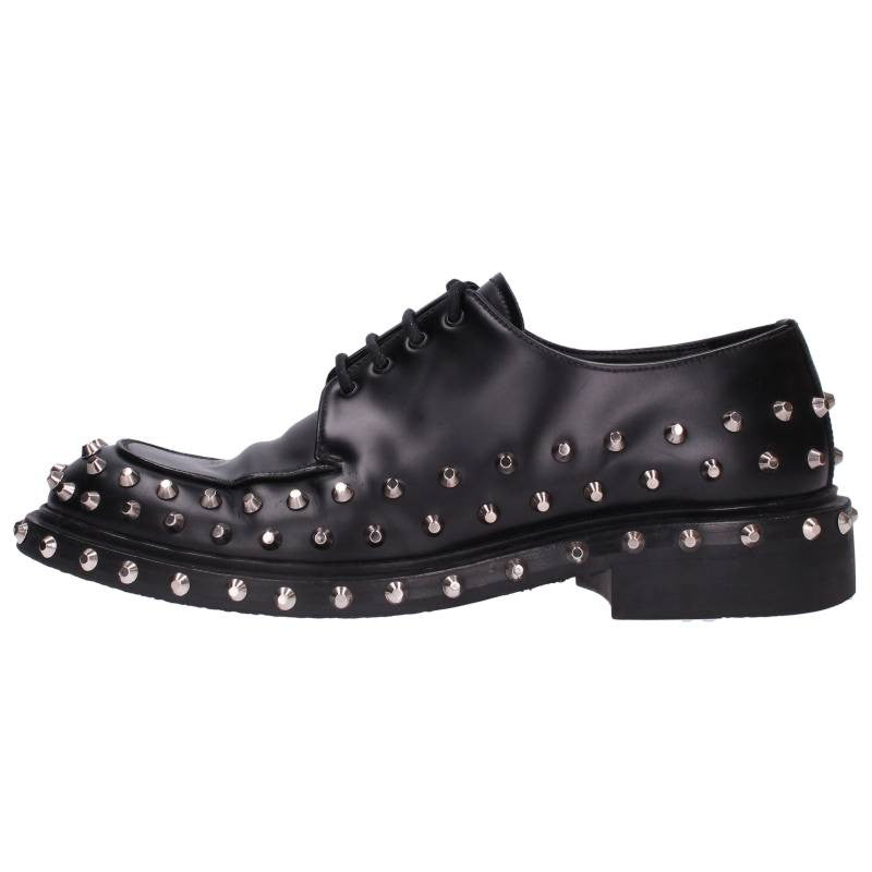PRADA Studded Leather Shoes Black/Silver Size 8.5