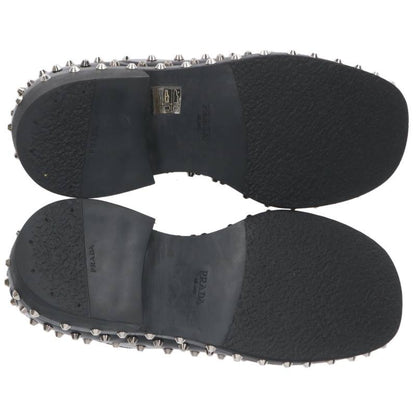 PRADA Studded Leather Shoes Black/Silver Size 8.5