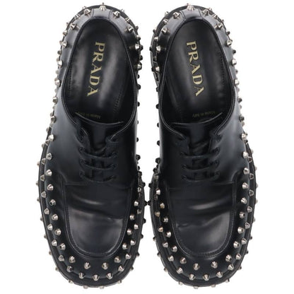 PRADA Studded Leather Shoes Black/Silver Size 8.5