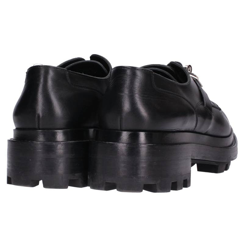HERMES Kelly Buckle Leather Shoes Black Size 9.5