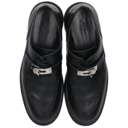 HERMES Kelly Buckle Leather Shoes Black Size 9.5
