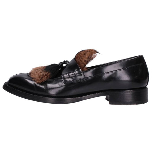 PRADA Fur Tassel Loafer Black/Brown Size 9