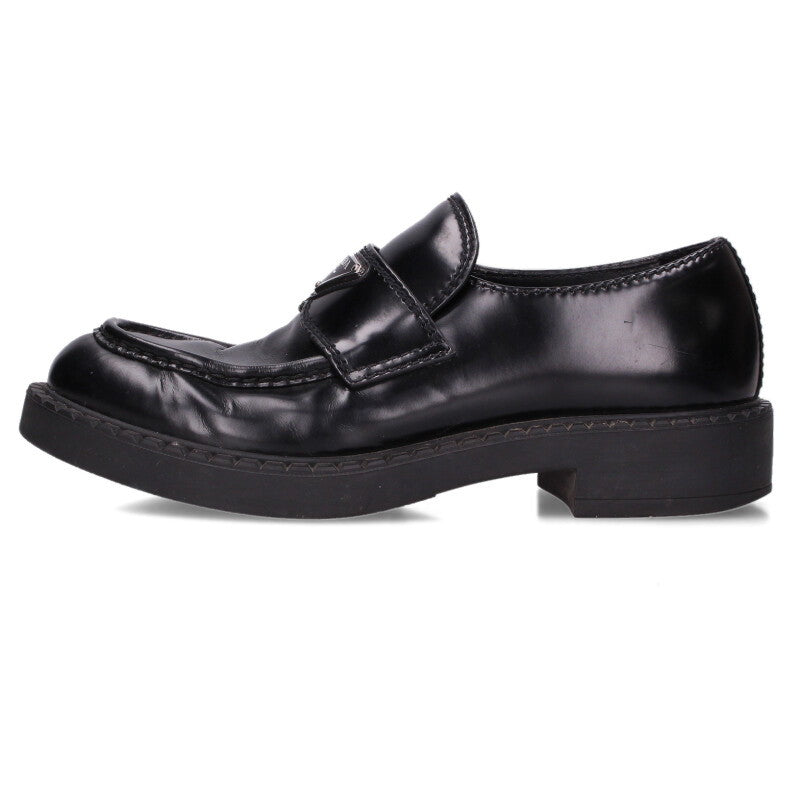 PRADA Chocolate Brushed Leather Loafers Black Size 7