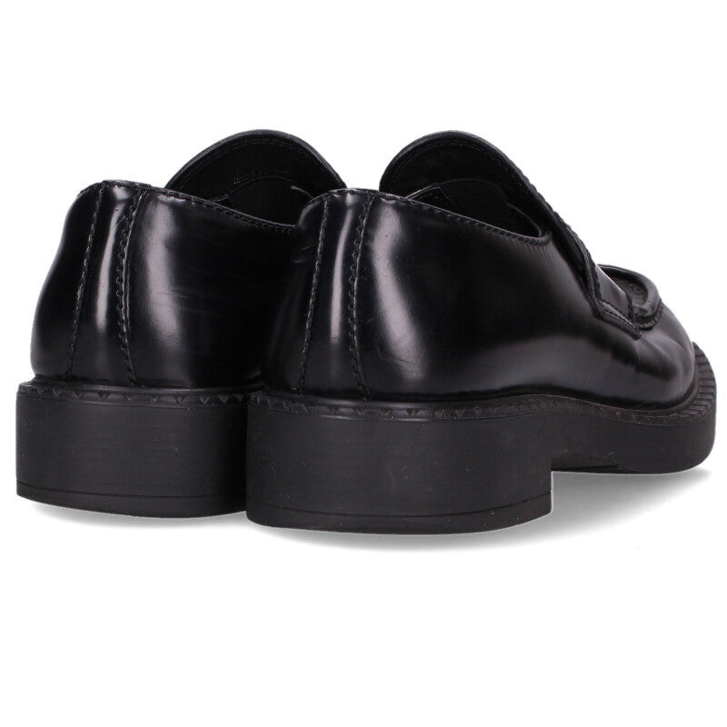 PRADA Chocolate Brushed Leather Loafers Black Size 7