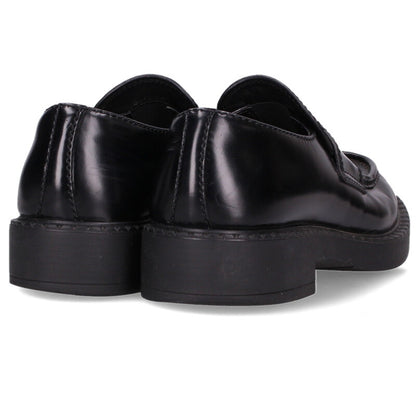 PRADA Chocolate Brushed Leather Loafers Black Size 7