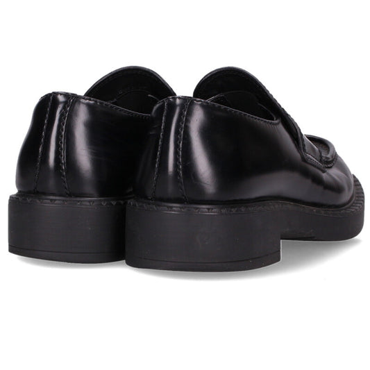 PRADA Chocolate Brushed Leather Loafers Black Size 7