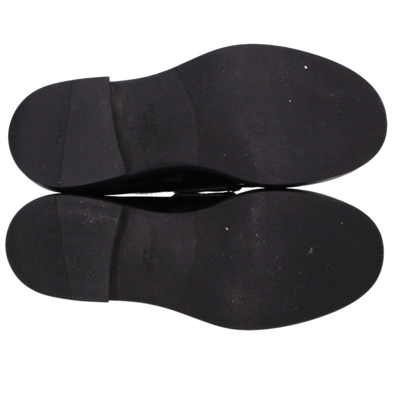 PRADA Chocolate Brushed Leather Loafers Black Size 7