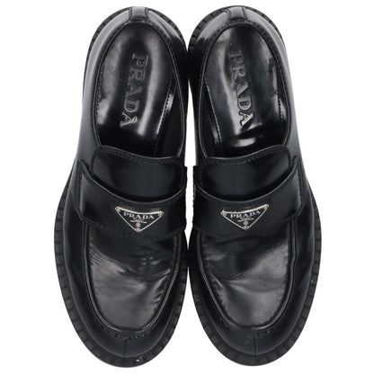 PRADA Chocolate Brushed Leather Loafers Black Size 7