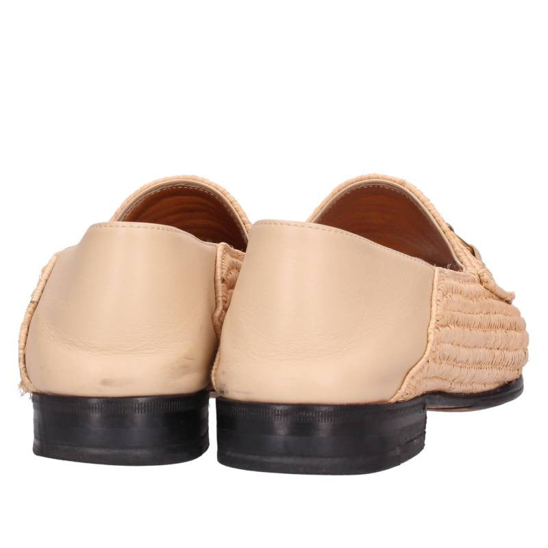 GUCCI Raffia Horsebit Loafer Shoes Beige Size 8.5